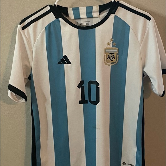 Lionel Messi 2022 World Cup Jersey With Shorts Youth - Picture 1 of 4